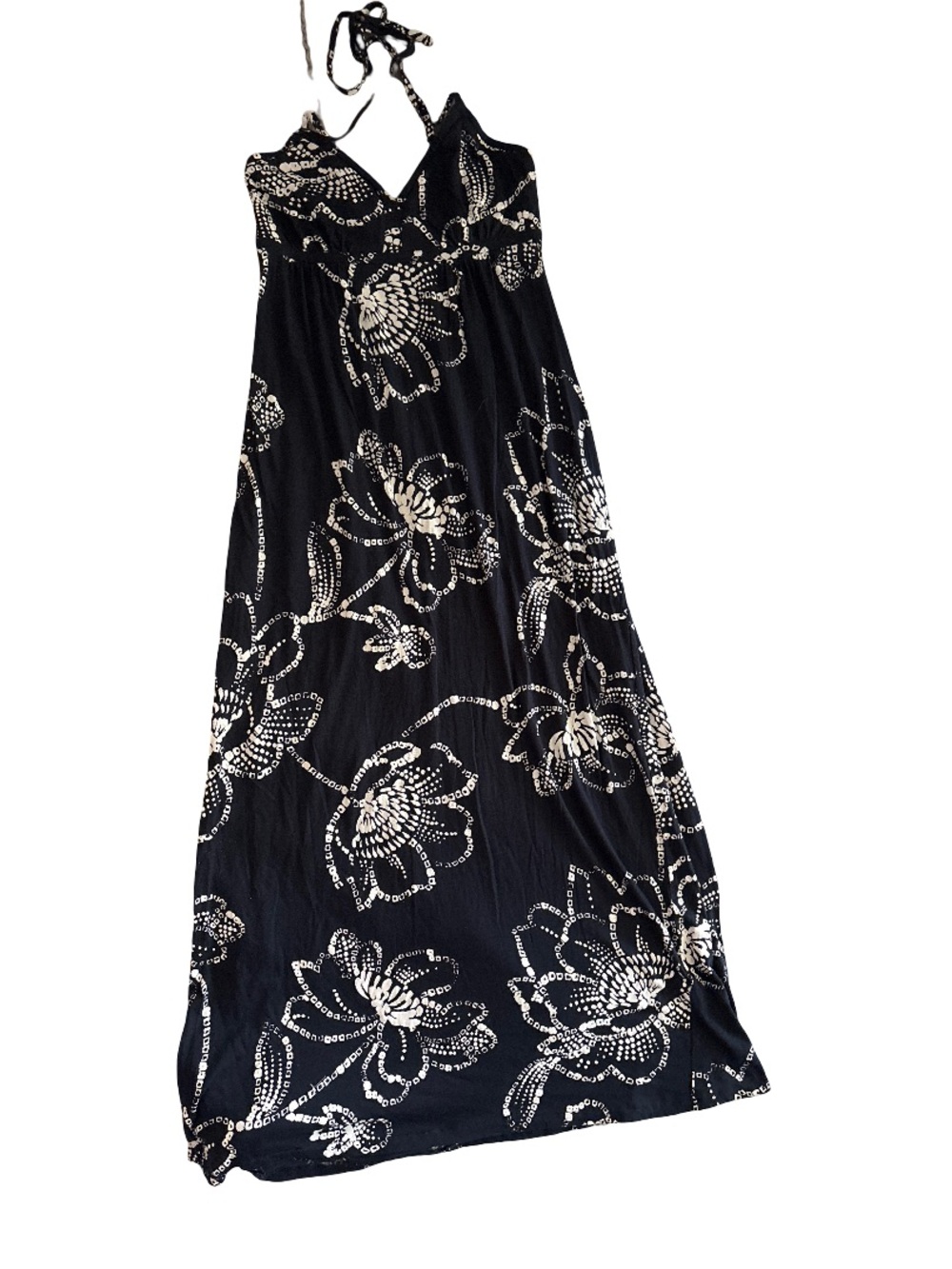Express Black Dress with White Floral and Geometric Print